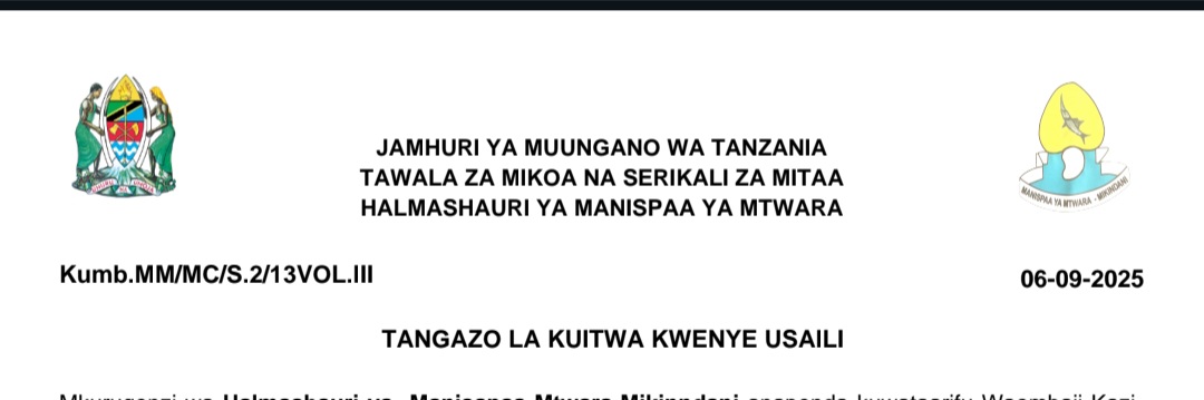 Majina Walioitwa Kwenye Usaili Mtwara Mc