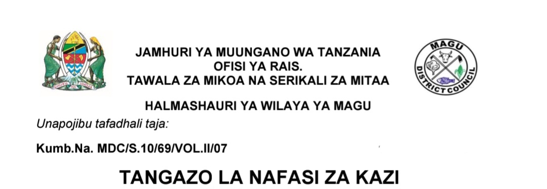 Nafasi za Kazi Kutoka Magu