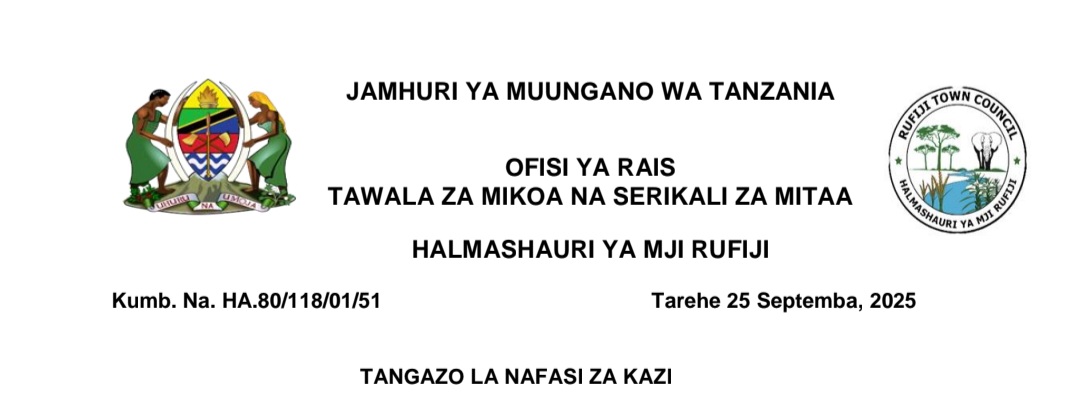 Nafasi Mpya za Kazi Rufiji