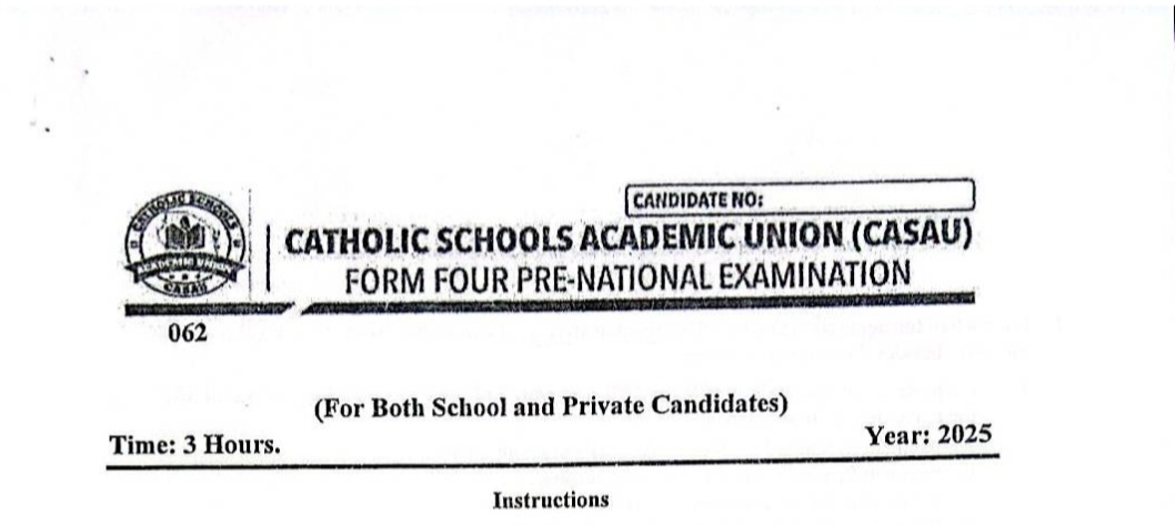 Casau Form Four Pre Necta Exams 2025
