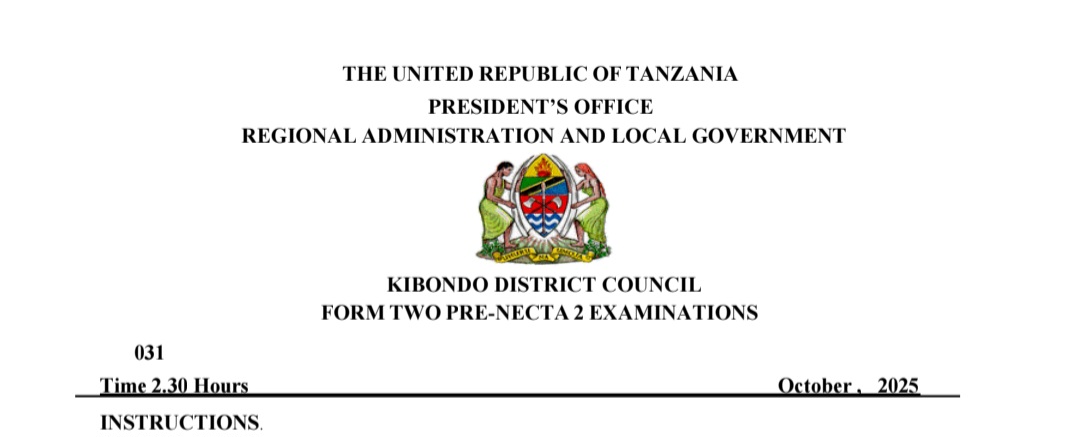 Kibondo Dc Form Two Pre-Necta Exam 2025