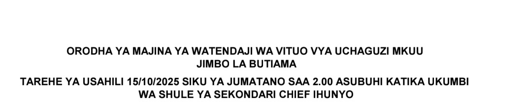 Kuitwa Usaili Uchaguzi Mkuu Butiama