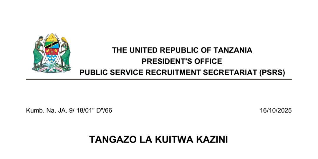 Tangazo la Kuitwa Kazini 16-10-2025