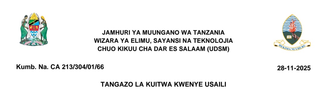 Call for Interview at Udsm University