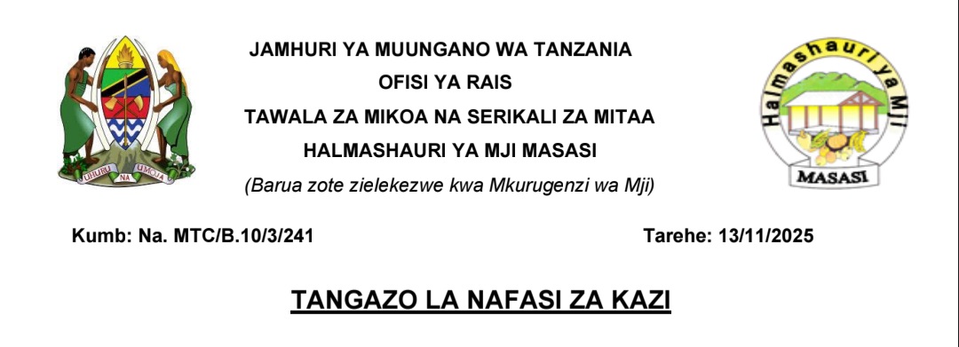 Nafasi 7 za Kazi Masasi Town City