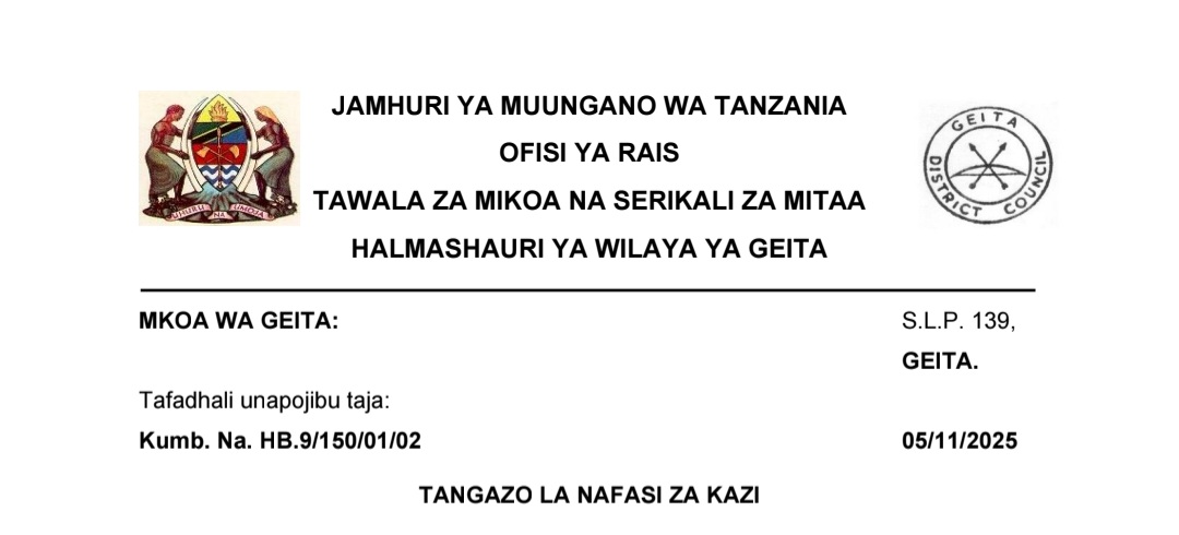 Nafasi za Kazi Wilaya ya Geita