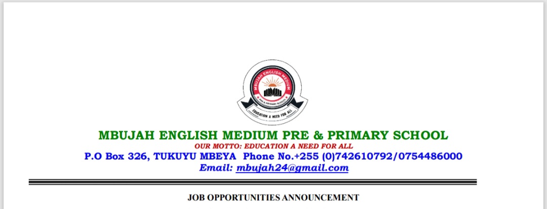 Nafasi za Kazi Mbujah Primary School