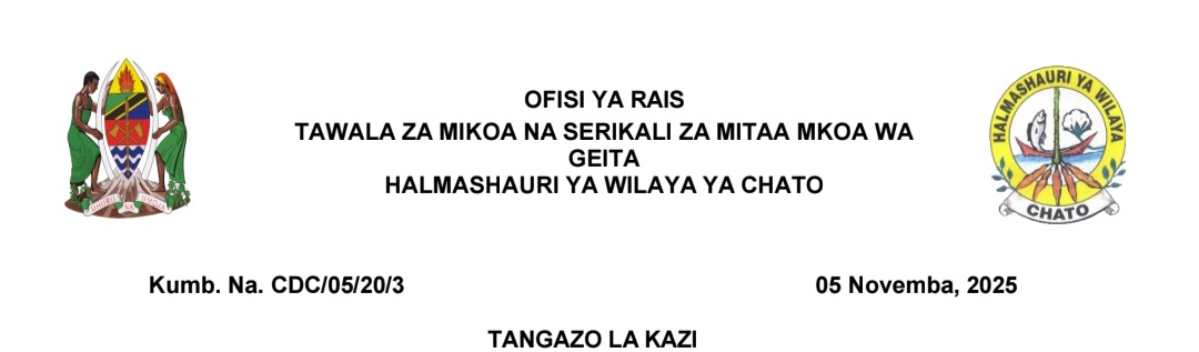 Nafasi za Kazi Wilaya ya Chato