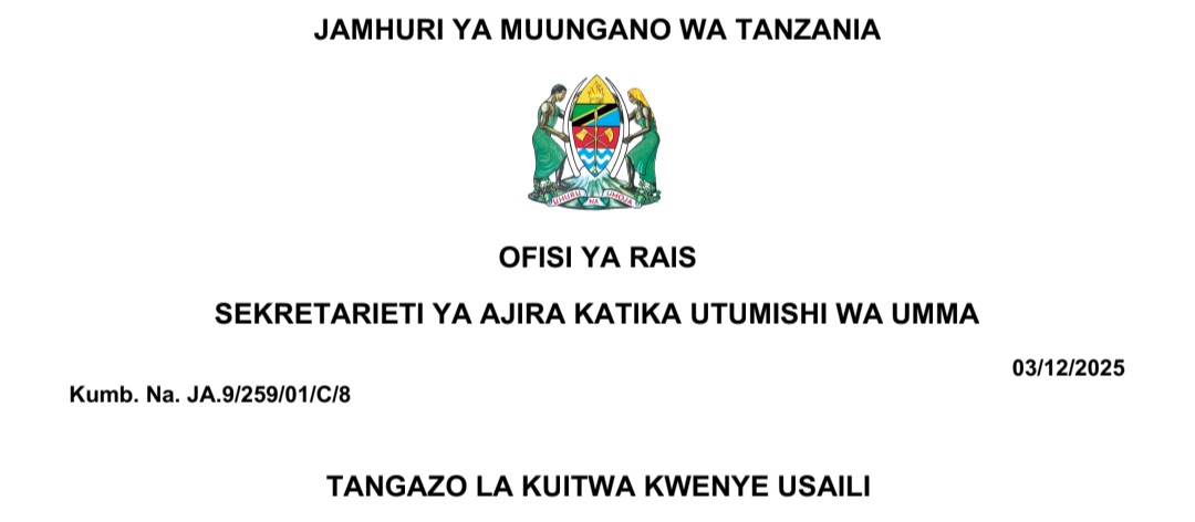 Tangazo la Kuitwa Kwenye Usaili MDAs & LGAs