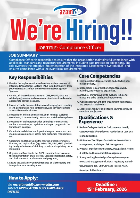 Job Vacancies at Azam Tv 2026