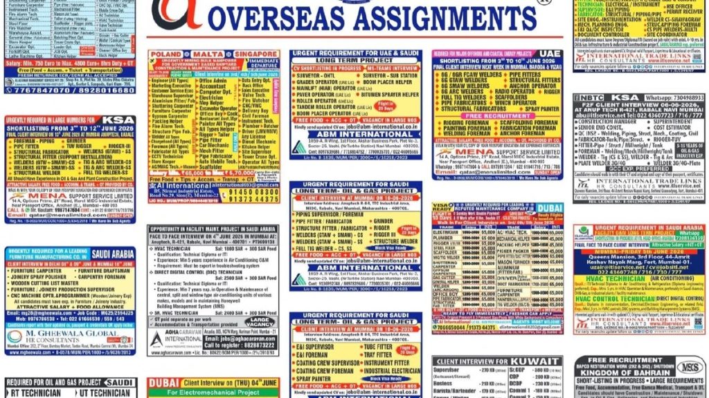 Assignments Abroad Jobs 6 June