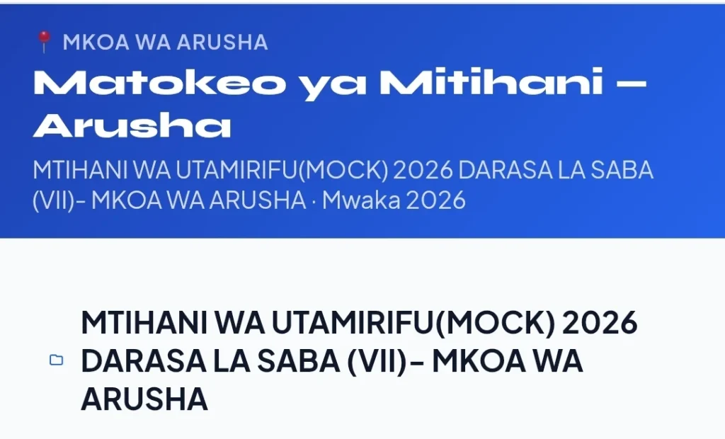 Standard Seven Mock Results Arusha