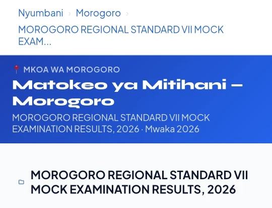 Matokeo ya Mock Darasa la Saba 2026 Morogoro